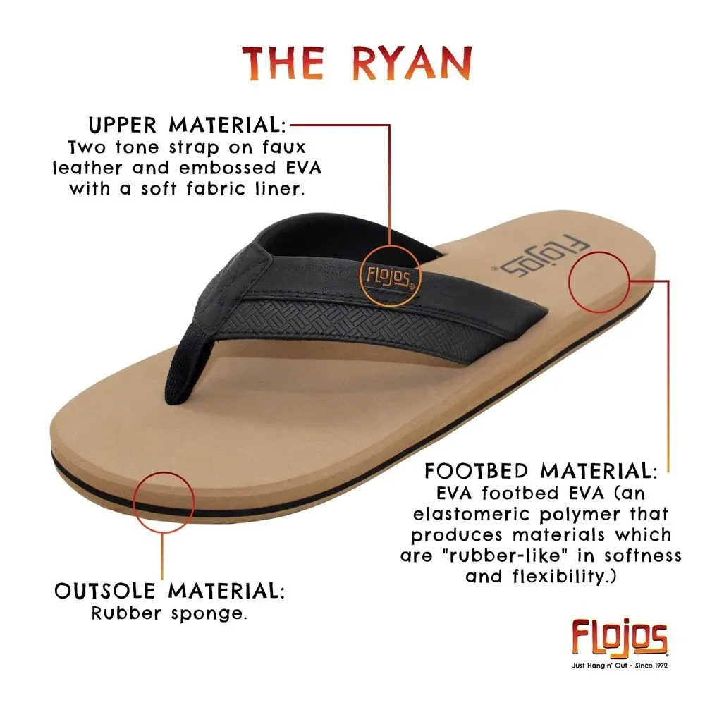 FLOJOS Boy's Ryan Flat Sandal, Tan, 13 Little Kid
